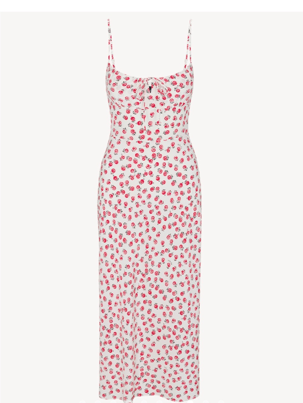 Realisation Par THE ALBA Floral Tie-Front Slip Dress - White with Pink Rose